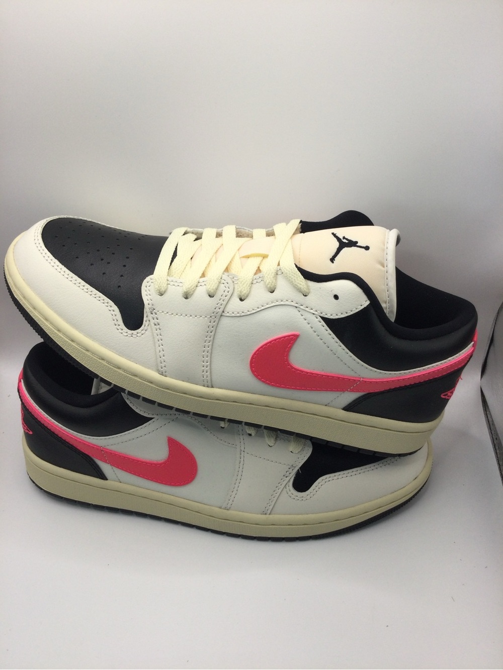 Jordan Men's Low Top Sneakers - Black / Cream with Pink Accent